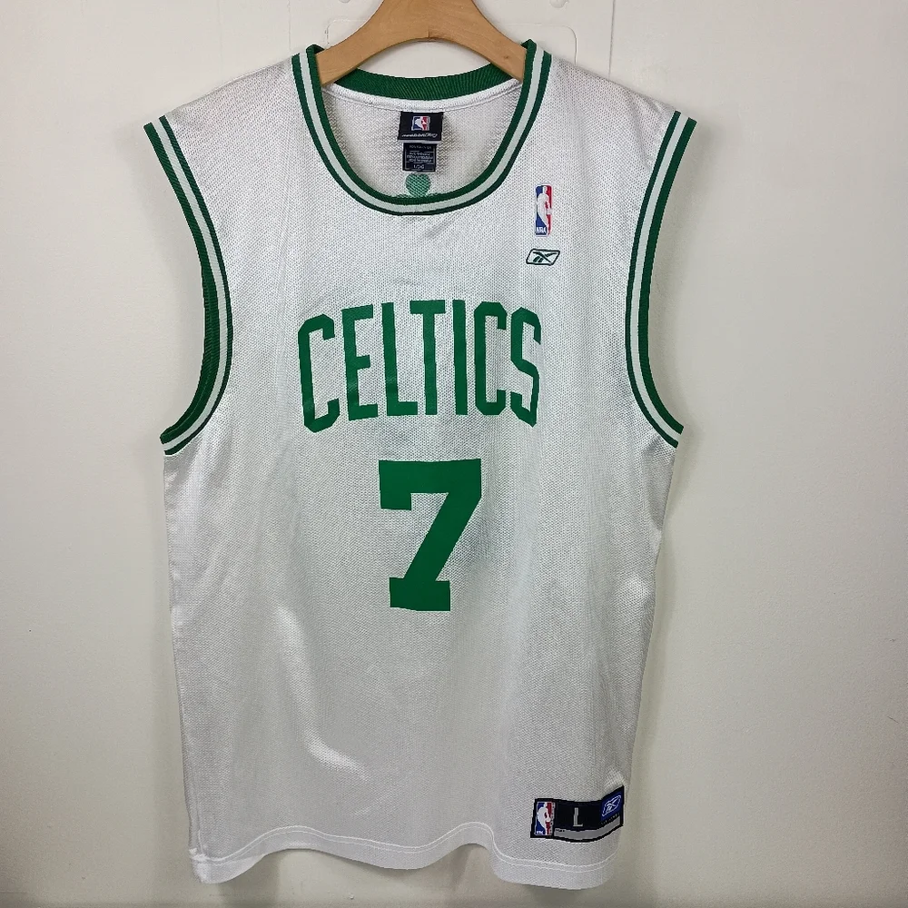 Boston Celtics Al Jefferson Jersey Large White Green Reebok NBA #7 Vintage - Picture 9 of 9